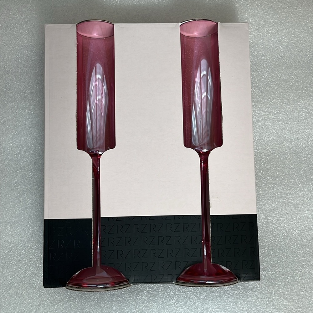 🆕🥂 Rachel Zoe Pink Tinted Champagne Glasses 5.7 Oz each Set of 2 - Picture 3 of 7